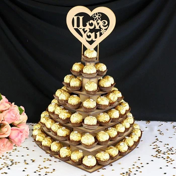 

Wooden Heart-shaped Lover Chocolate Frame Decor Wedding Display Stand Style For Party Exquisite Fashion Chocolate Display Stand