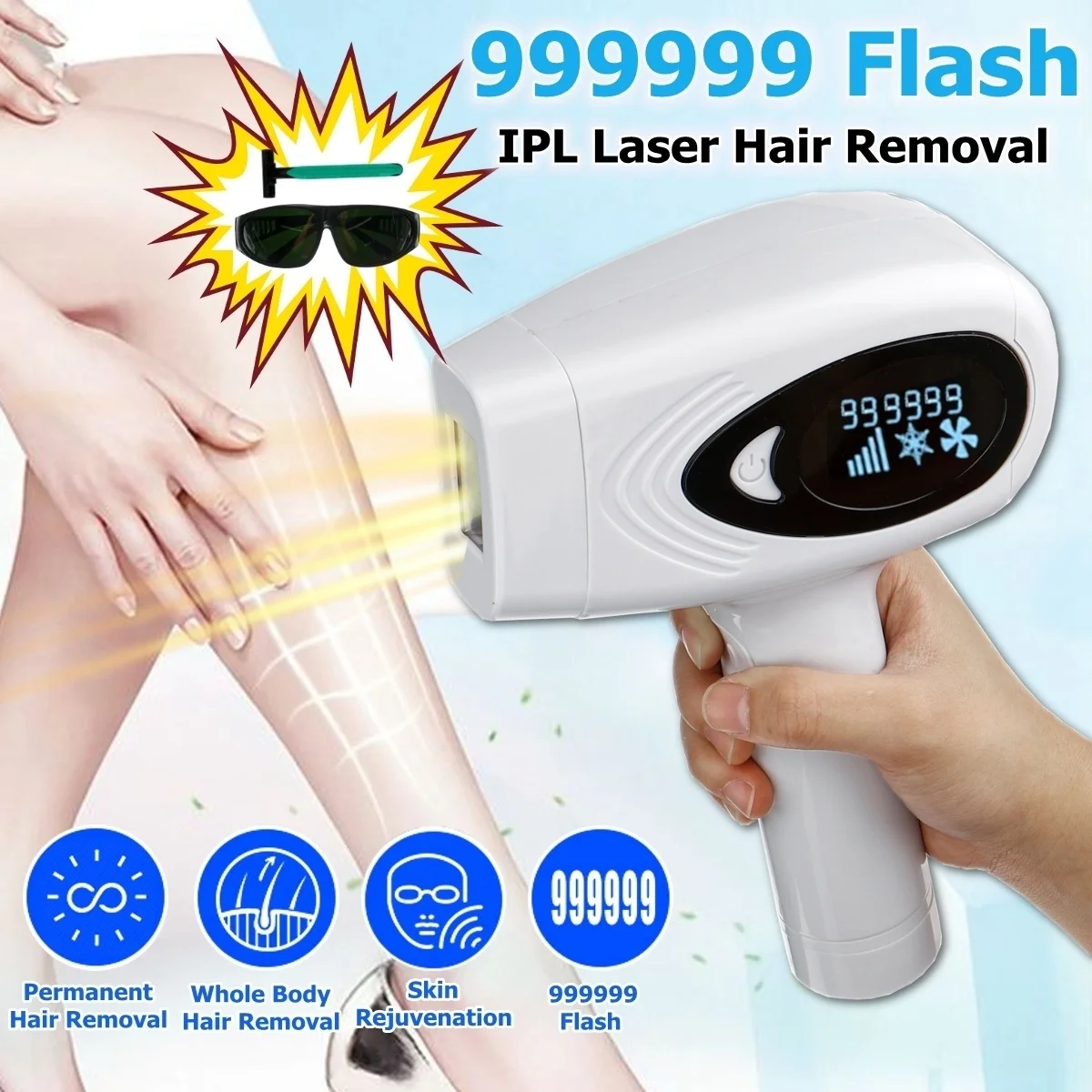 

36W IPL Laser Epilator Permanent Painless Legs Hair Removal Skin Rejuvention Machine 7c Large Area Portable Electric Depilador