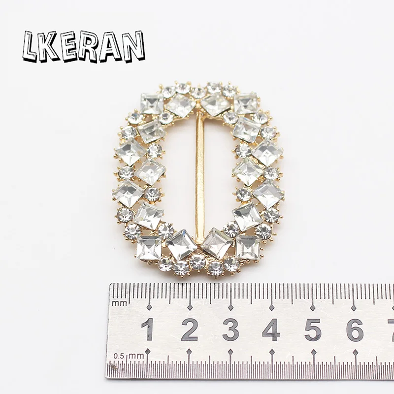 2Pcs 57*44MM 반짝 이는 직사각형 슬라이더 라인 석 버클 크리스탈 장식 웨딩 맞는 리본과 신발 벨트 Clothin 버클 피팅