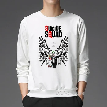 

Cool Suicide squad Joker Hoodies Sweatshirts Men Brand Tracksuits Harley Quinn Print Pullover Hooded Funny Hoody Streetwear