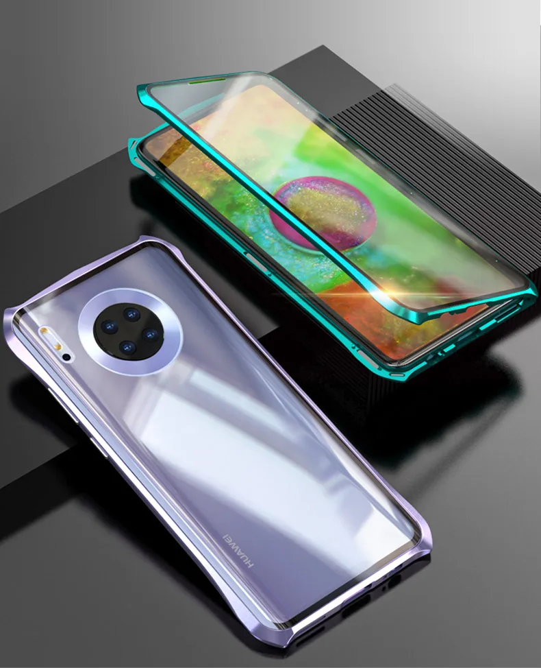 Для huawei mate 30 Pro Чехол в стиле летучей мыши тонкая металлическая рамка взрывозащищенный чехол из закаленного стекла с магнитной адсорбцией