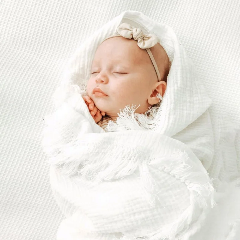 Однотонное Пеленальное Одеяло с кисточками для сна, новое одеяльца для новорожденных, хлопковое Пеленальное Одеяло для новорожденных, одеяло для фото