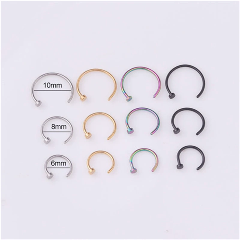 1pc/lot 6/8/10mm Punk Stainless Steel Fake Nose Ring C Clip Lip Ring Earring Helix Rook Tragus Faux Septum Body Piercing Jewelry nose rings piercing jewelry body piercing earrings ear piercing jewelry metal jewelry body piercing jewelry body jewelry