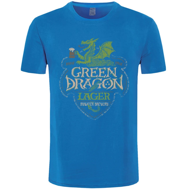Casual Green_Dragon_Lager_7090 Mens T-Shirt Coupons Summer/Autumn Short Sleeve O Neck 100% Cotton Tops Shirts Casual Tops Shirt Green_Dragon_Lager_7090 blue