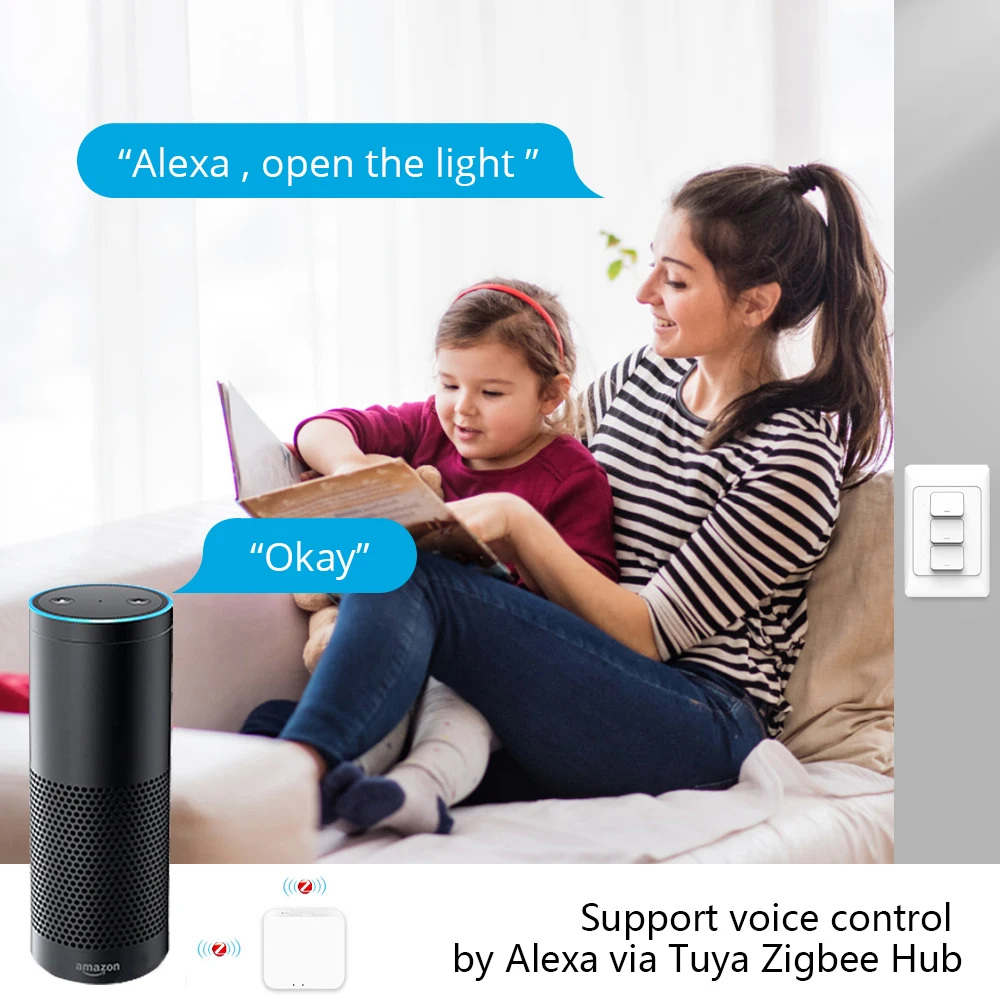 Zemismart Tuya Zigbee Physical Wall Switch US AU Type Push Light Switches SmartThings Control Alexa Google Home Neutral Optional
