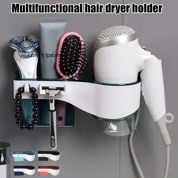 

Wall Mounted Hair Dryer Storage Organizer Rack Multi-function Bathroom Hair Dryer Holder Bathroom Storage Accessories