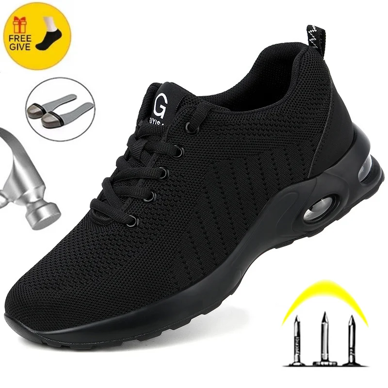Fashion Safety Shoes Men Steel Toe Shoes Antipuncture Work Sneakers Indestructible Work Sefety Boots Male Shoes Work Boots