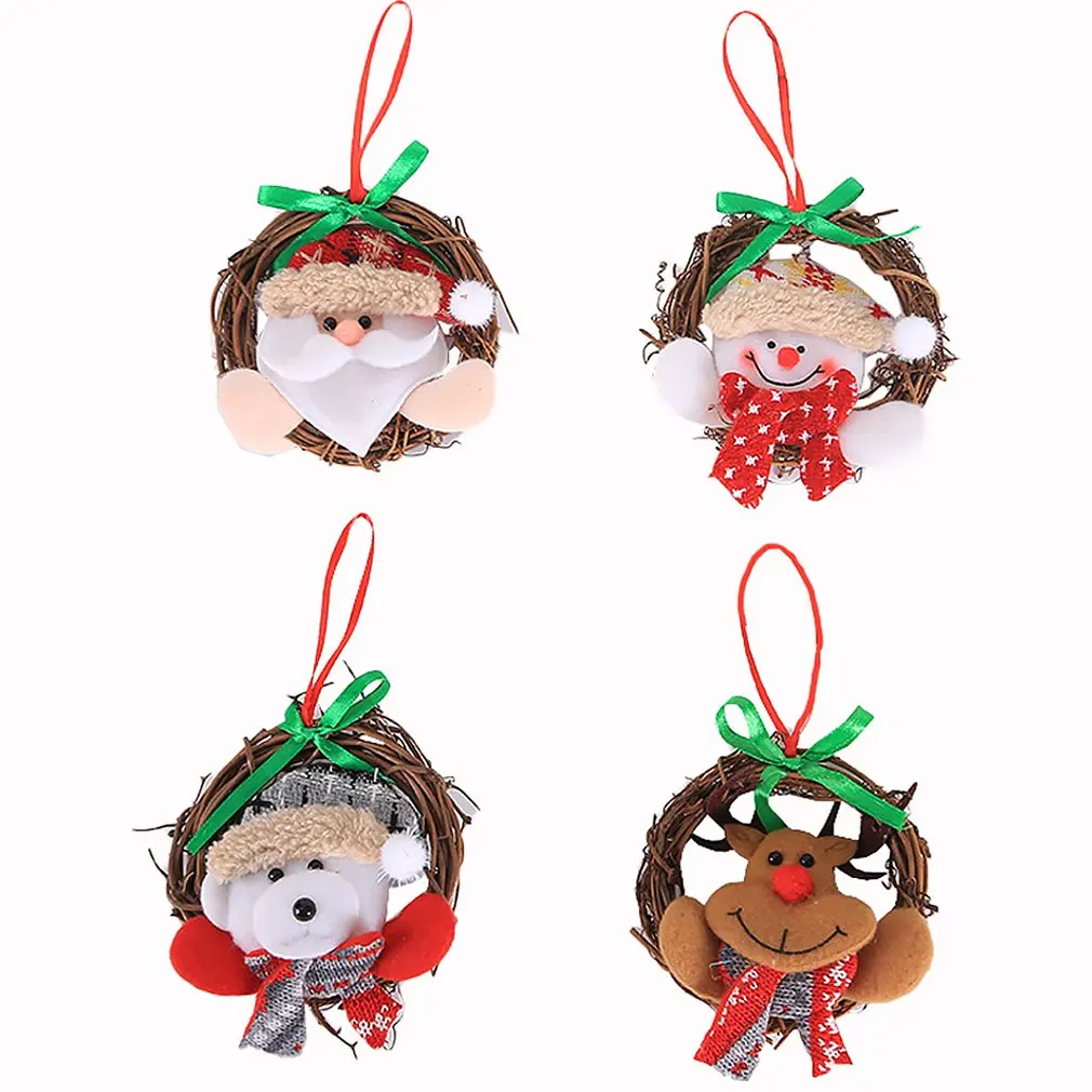 Christmas Ornaments Christmas Snowman Old Wreath Decorations Little Figurine Rattan Circle Christmas Decoration Props