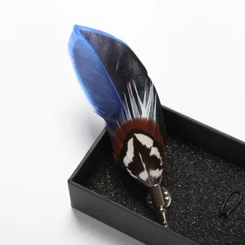 

5 pcs Feather boutonniere lapel pin brooch groomsmen cloth decor wedding jewelry accessories gift items for men ladies broaches