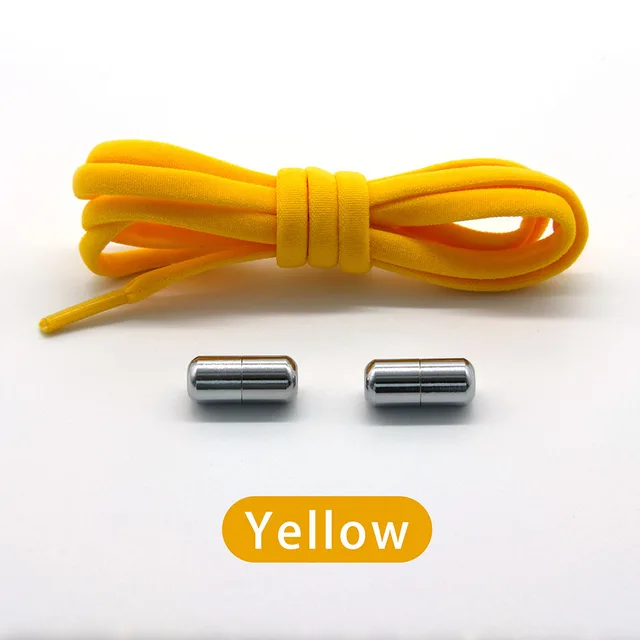 Elastic No Tie Shoelaces Semicircle Shoe Laces For Kids and Adult Shoelace for Sneakers Quick Lazy Metal Lock Laces Shoe Strings Yellow