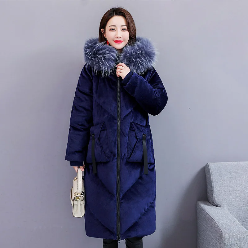 

Cotton-padded Clothes Women's 2018 Winter New Style Korean-style Loose-Fit Slimming Mid-length over-the-Knee down Jacket Cotton-