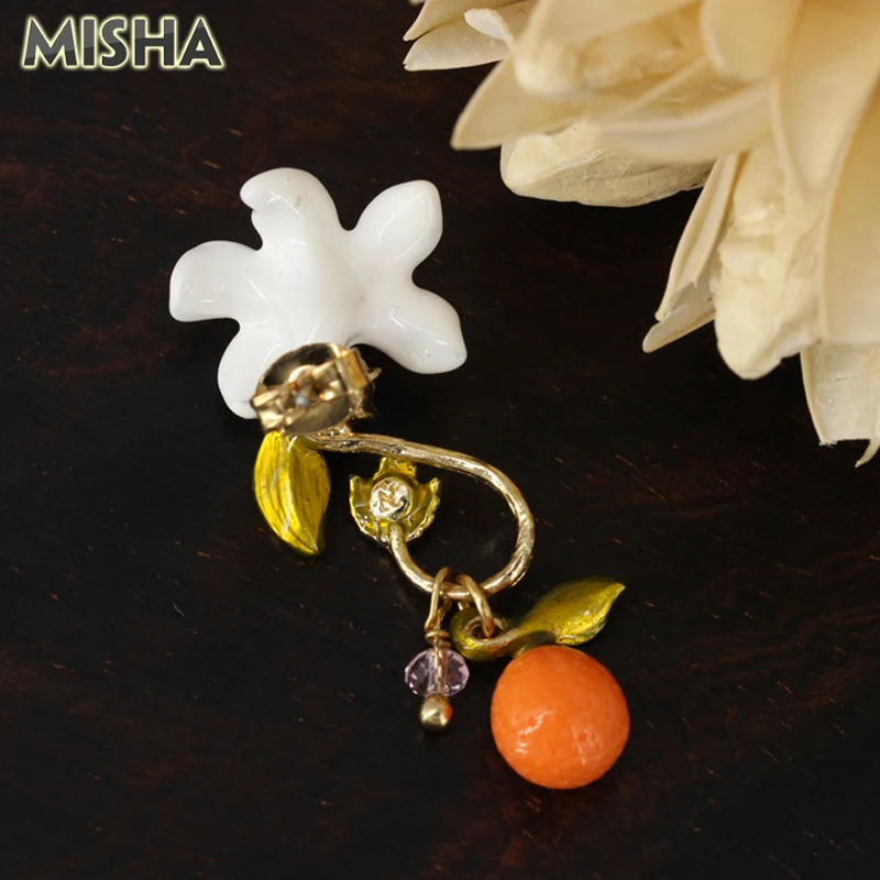 MISHA модные серьги для женщин высококачественное глянцевое покрытие оранжевые дизайнерские серьги для девочек ювелирные изделия для праздничный свадебный подарок L-92