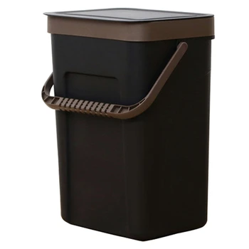 

Waste Bin Office Kitchen Bathroom Dustbin with Save Space For Home Wall Mounted Trash Can Dual-Use Storage Box Black-L