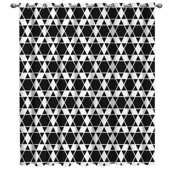 

Geometric Hexagons Room Curtains Large Window Window Blinds Living Room Bathroom Outdoor Kitchen Indoor Fabric Kids Curtain