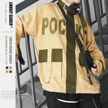 

Lindsey Seader Harajuku Jacket Windbreaker Men Hip Hop Streetwear Fashion Pocket Coat Autumn Casual Hipster Fashion Outwear
