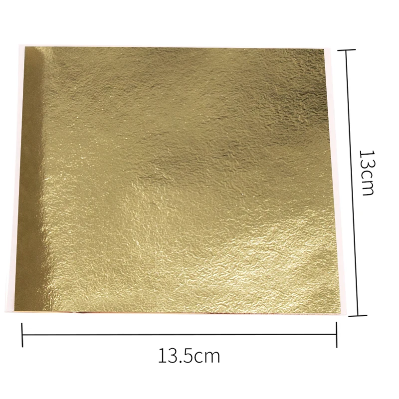 100 Pieces of Green and Gold Foil Leaf Sheets for Art, Crafts, Furniture Decoration, and Nail Art