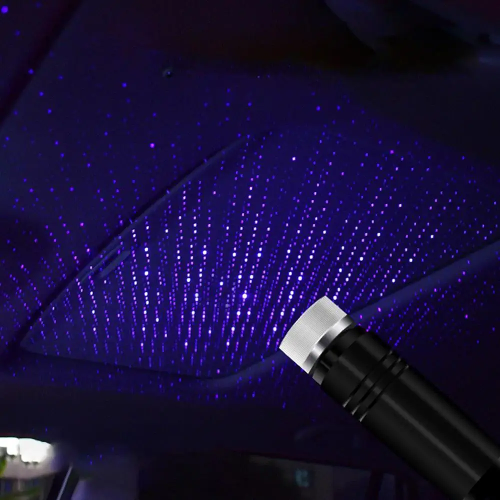 USB Car Roof Atmosphere Star Sky Lamp Home Decoration LED Projector Purple Night Light Adjustable Multiple Lighting Effects