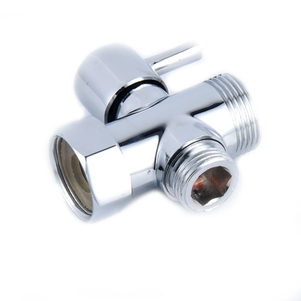 Shower Diverter Valve 3 Ways T-adapter Diverter Valve Polished Chrome Faucet Shower Head Arm Diverter Switch Adapter Replace Bathroom Accessories
