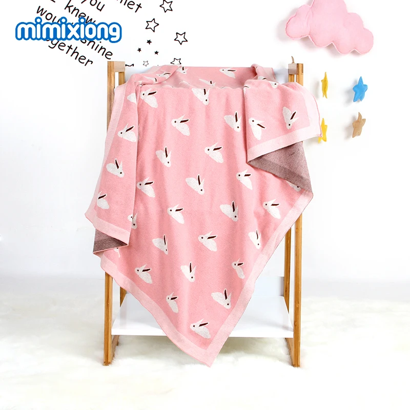 Baby Blankets Knitted Newborn Infant Cartoon Quilts Super Soft Kids Boys Girls Stroller Bed Cover 100*80cm 100% Cotton Knitted