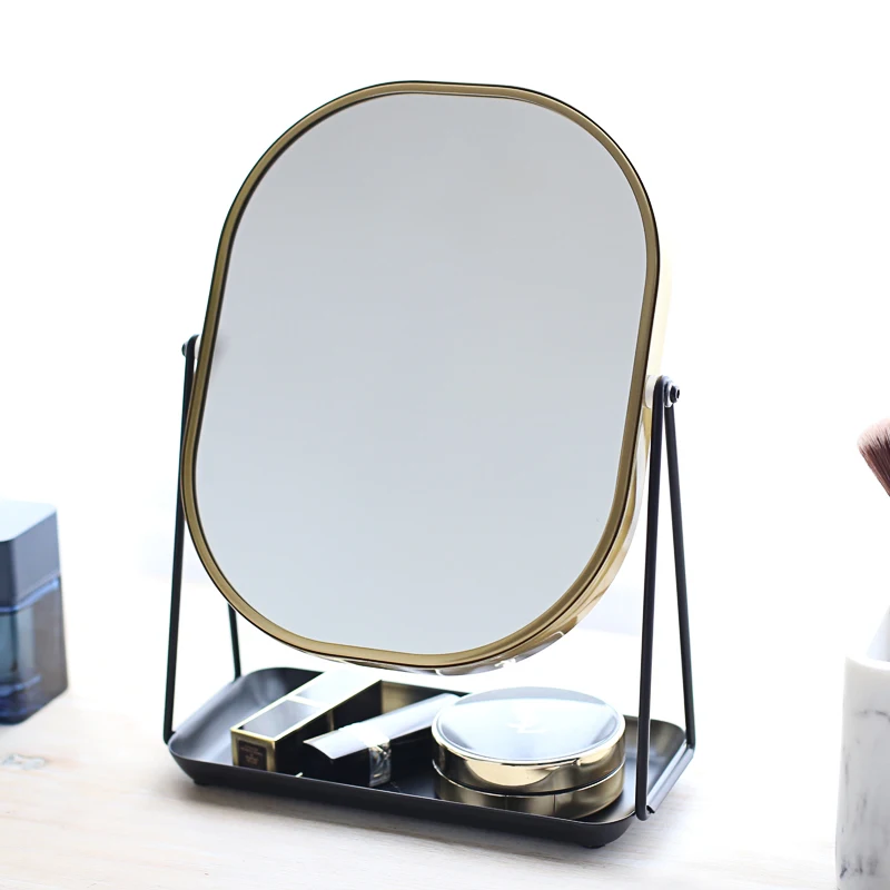 Лоток для хранения Скандинавское зеркало туалетное зеркало бронзовое золото ретро настольное зеркало для макияжа Пномпень зеркало ювелирные изделия косметика pf9035