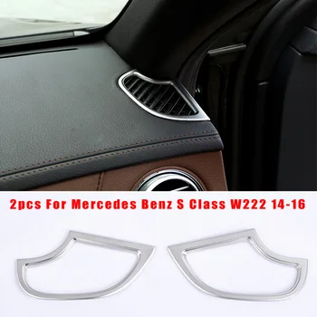 

2pcs Car Dashboard Air Outlet Vent Cover Trim ABS Chrome Car Styling For Mercedes-Benz S Class W222 S320 2014 2015 2016