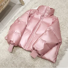 90% белый пуховик на утином пуху зимняя куртка для женщин стоячий воротник женское плотное пуховое пальто Свободное негабаритное женское короткое пуховое пальто