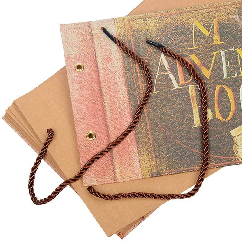 Handmade DIY Album Paste Vintage Tether Album My Adventure Book Up Family Scrapbook Photo