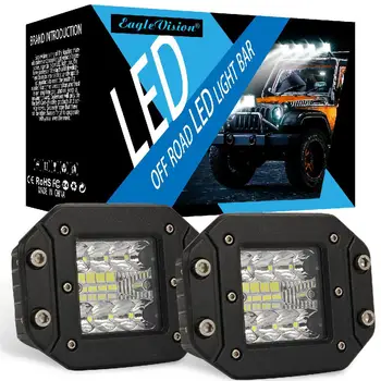 

2pcs 5Inch 3Row Aluminum Flush Mount Led Pods 48W Spot Flood Combo Off Road Led Recessed Driving Pods For Bumper Reverse Lamps;
