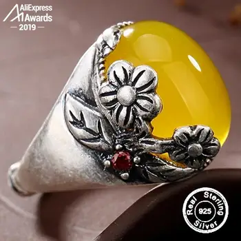 

NOT FAKE Israel S925 Fine Antique shop Ring Sterling Silver Women Handmade Vintage Natural Artisan Baltic Natural Gemstone amber