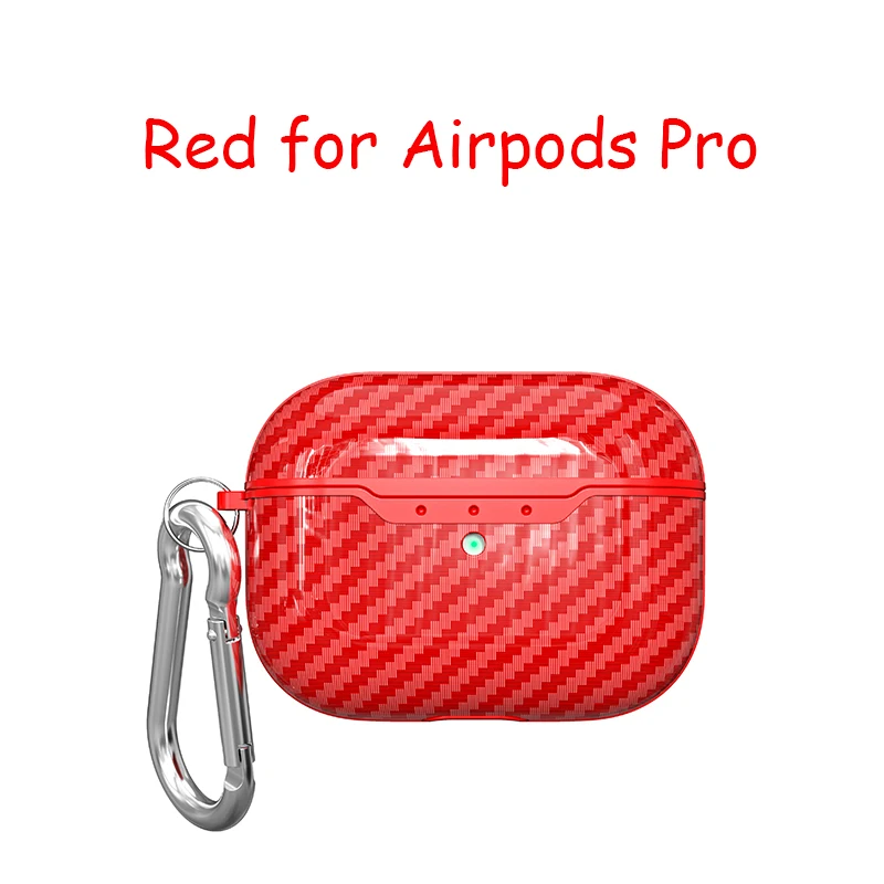 Red ForAirpodspro Чехол s для AirPods 2 Coque Bluetooth беспроводные наушники мужские из углеродного волокна сумка чехол для AirPods Pro Чехол для гарнитуры зарядный чехол - Цвет: Red ForAirpodspro