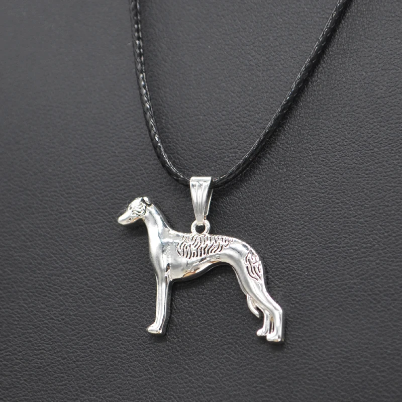 lovers’ Whippet dog necklace, sighthound pendant rope chain, alloy Whippet jewelry for women, standing dog charm necklace, gift for Whippet dog lovers, sighthound themed accessories, elegant dog pendant necklace