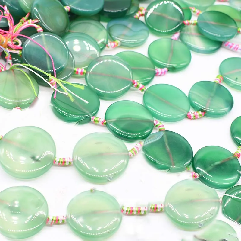 2 strands/lot 30 mm Natural  round agate Coin Stone Beads For DIY Necklace Jewelry Making Loose 15