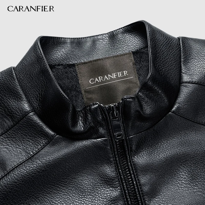 CARANFIER Для мужчин s искусственная(-ый) Куртки модное зимнее пальто мотоциклетные байкерские Искусственная кожа куртка Мужская толстый бархат пальто M-XXXXL
