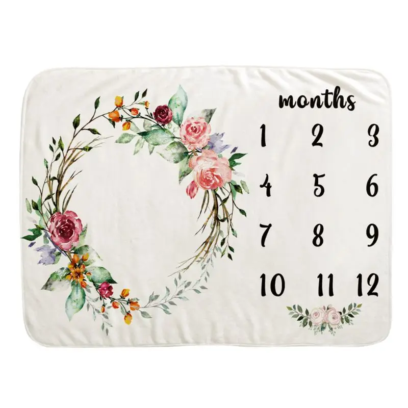 

2020 Baby Monthly Record Growth Milestone Blanket Newborn Photography Prop Background Flannel