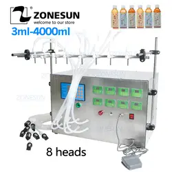 ZONESUN 8 головок Электрический цифровой контроль насоса Жидкостная разливочная машина 0,5-4000 мл для жидкой парфюмерной воды сок эфирное масло