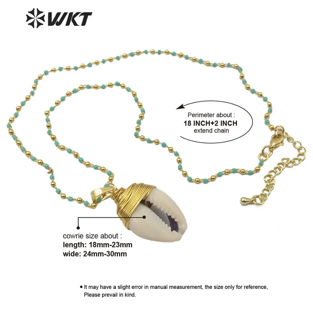 WT-JN103 WKT проволока обернутая натуральный Каури в виде ракушки Necklac Золото Цвет себе ожерелье Модные аксессуары пляжные украшения для женщин