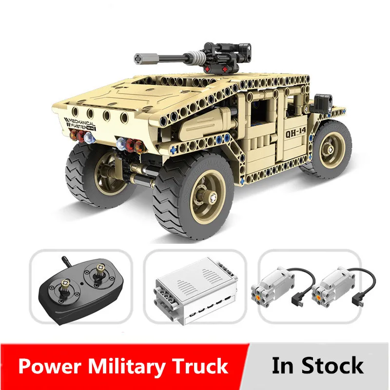 502pcs Diy Building Blocks Technic Military Remote Control RC Armed Hummer Car Compatible with L Br