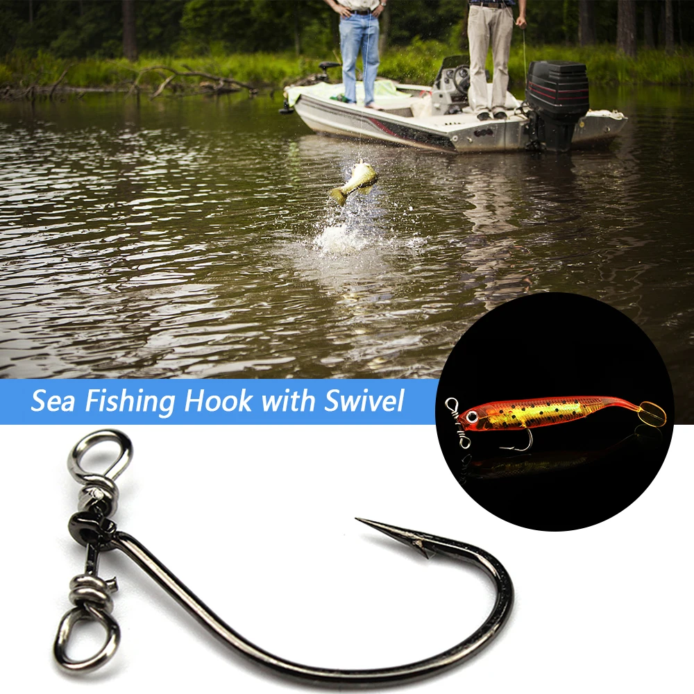 

Lixada Fishing Hook 10PCS / 20PCS Barbed Fishing Hook Carbon Steel Worm Soft Bait Hooks Jig Fishing Hooks with Swivel Pesca
