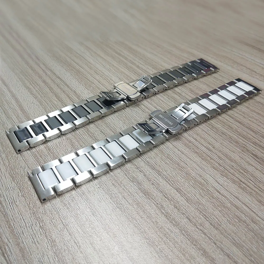 20 мм/22 мм/Нержавеющая сталь керамика группа для samsung Galaxy Watch 46/42 мм/Активный 2 1 ремень для Шестерни S3 браслет аксессуары