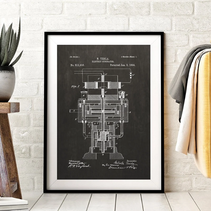 Для Tesla электрический генератор лакированная печать на холсте плакат научную