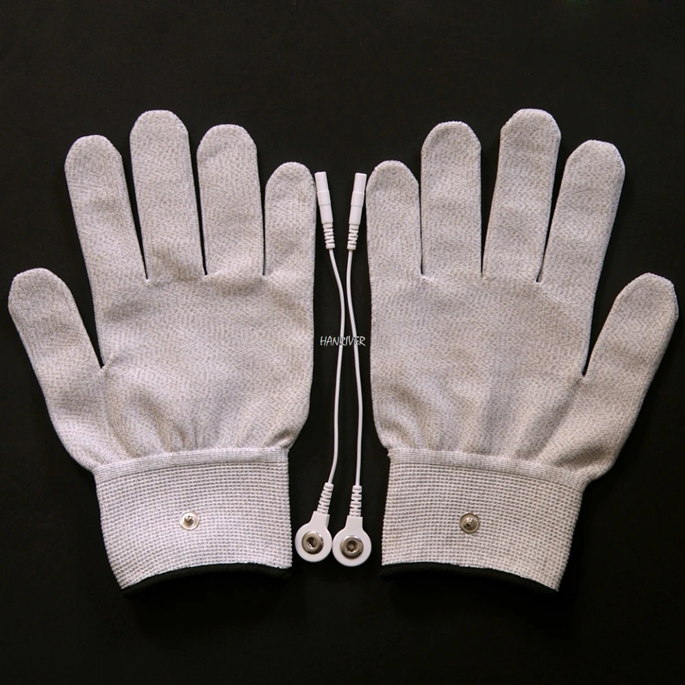 4 пар/лот Проводящие Серебряные волокна TENS/EMS Электротерапия перчатки+ носки+ наколенники Электротерапия блок для фитотерапии