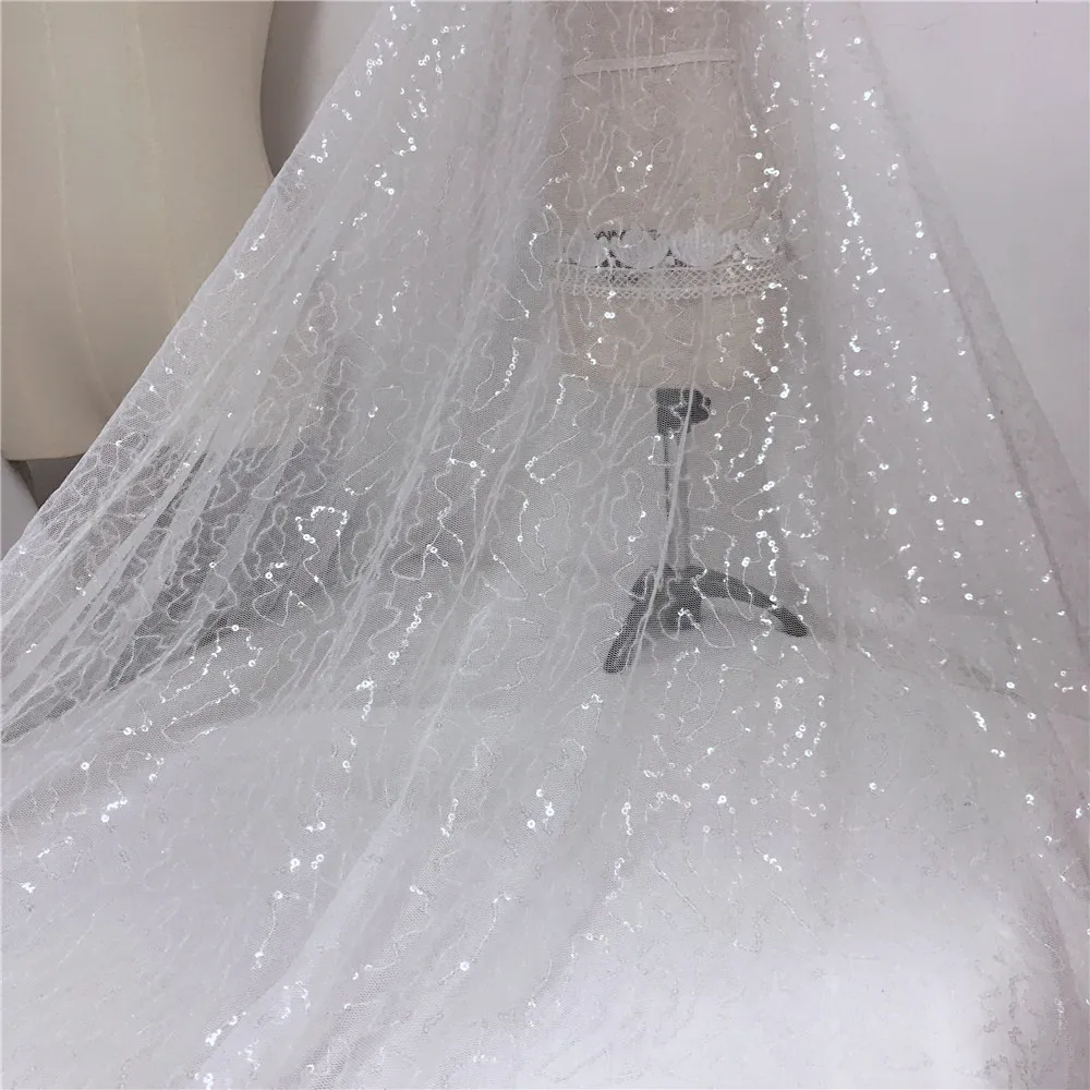 1 ярд золото/серебро блеск тюль сетка Ткань блесток кружева марлевые прозрачные платья Тюлевая кружевная… с блестками сетка для свадебного платья