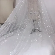 1 ярд золото/серебро блеск тюль сетка Ткань блесток кружева марлевые прозрачные платья Тюлевая кружевная… с блестками сетка для свадебного платья