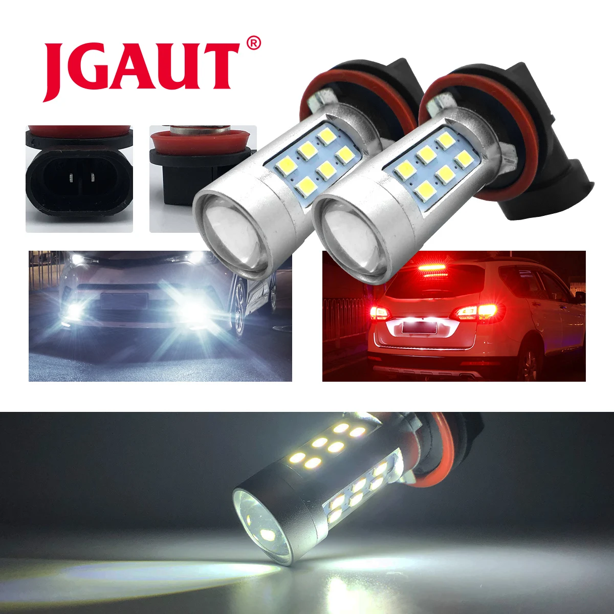 JGAUT H8 H9 H11 3528 21 SMD светодиодный светильник супер яркий белый автомобиль противотуманные фары 12 В 24 в 6000 К Белый Вождение день бег лампа авто белый