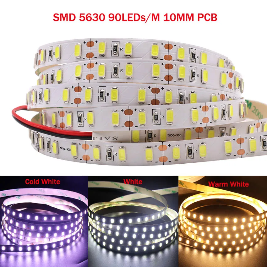 5630 90LEDs DC12V 5M гибкая Светодиодные ленты светильник светодиодный лента 60 светодиодный s/M, 120 светодиодный s/M, 240 светодиодный s/M Водонепроницаемый светодиодный лента SMD5050 5054 2835 5630 для декора стен - Испускаемый цвет: 5630 90LEDs
