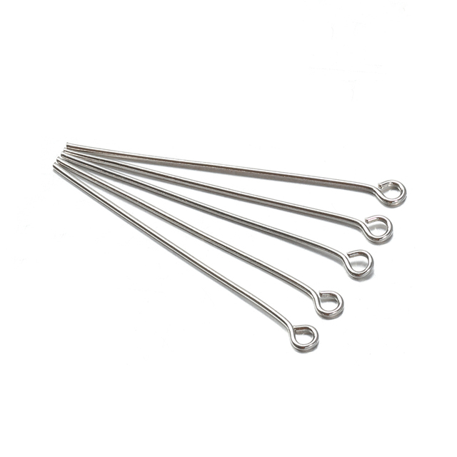 Flat Head Pins 18 20 25 30 35 40mm Eye Pins Rod Findings For Diy Jewelry Making Beading Connector Accessories Supplies