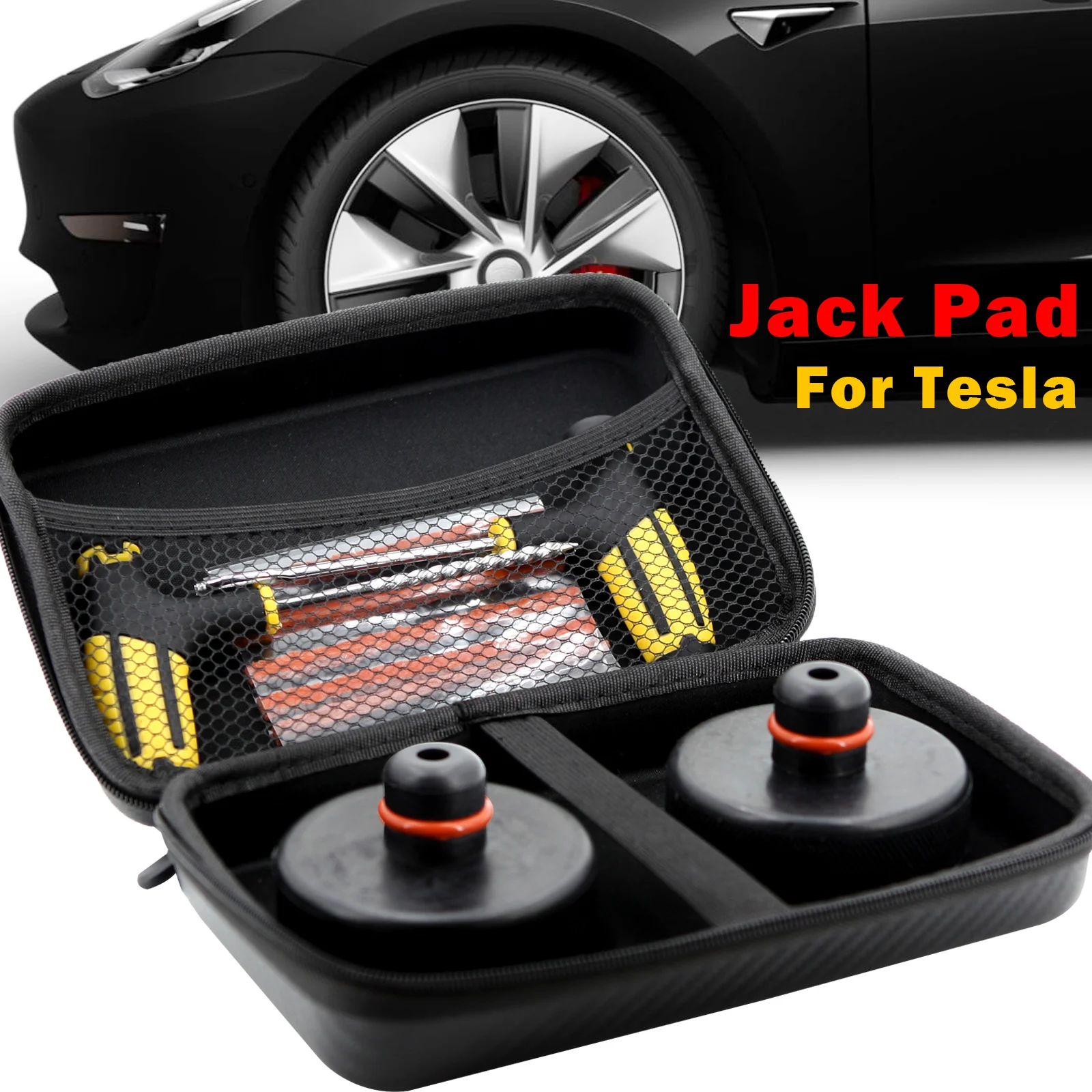 Car Tire Repair Tool Kit Lifting Rubber Jack Pad Adapter For Tesla model 3  X S Studding Puncture Plug Set hand Auto Accessories - AliExpress