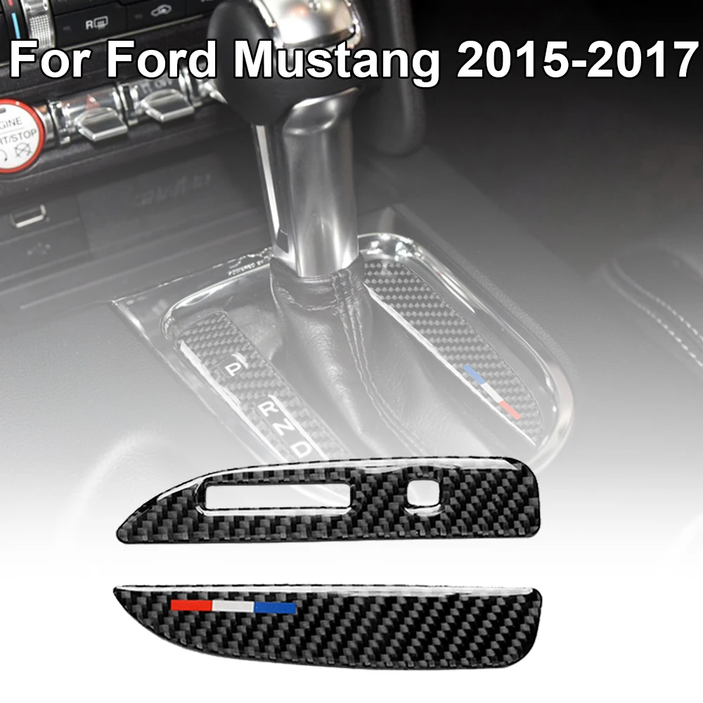 

economical Shift Panel Frame Decoration Stickers Carbon Fiber Black For Ford Mustang 15-17 for auto accessory