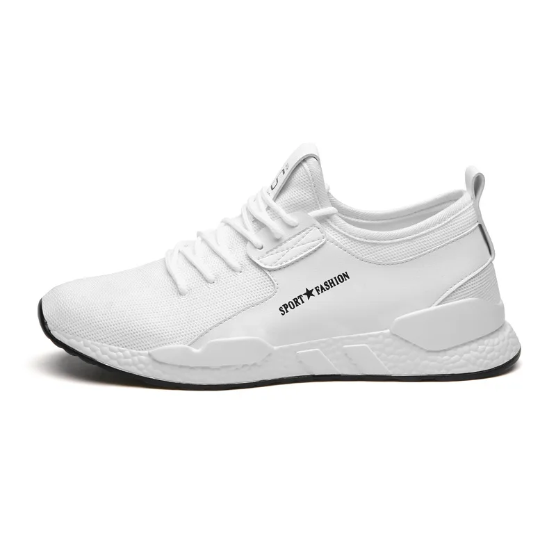White M-вразлёт, плетение, Повседневная модная дышащая мужская обувь, нескользящая легкая Молодежная обувь для взрослых, одноцветная трендовая сетчатая обувь - Цвет: White