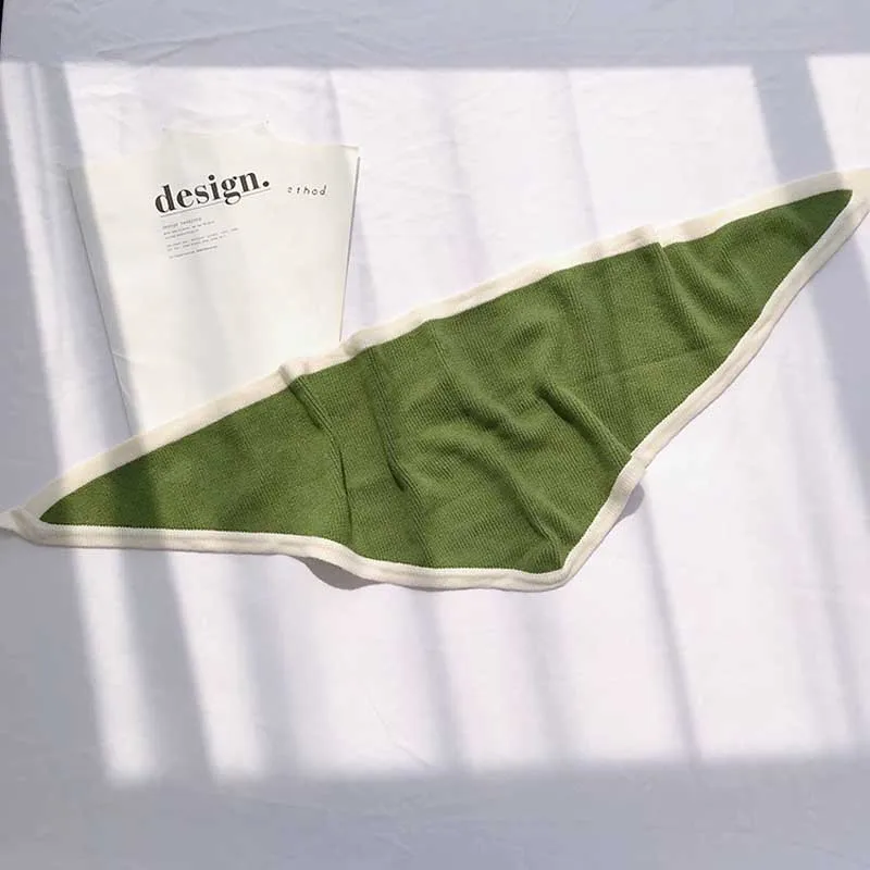 green Вязаная Шаль, женский жилет, искусственный кашемир, Студенческая Наплечная накидка, Осенний палантин, треугольный шарф с узелком - Цвет: green